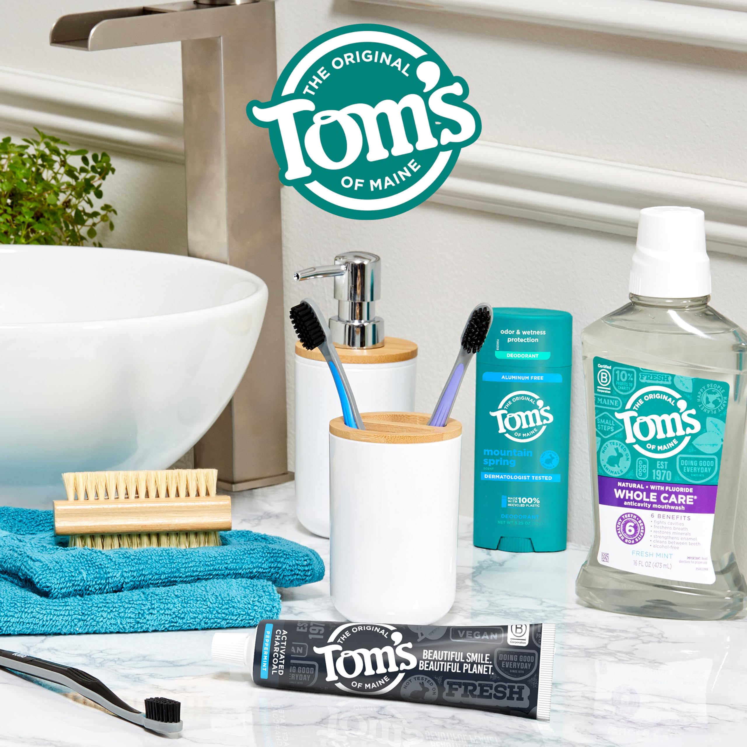 Tom's of Maine dentifrice charbon actif menthe, sourire frais et éclatant