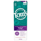 Tom's of Maine Whole Care cannelle et girofle, tube de 113 g, fraîcheur durable.