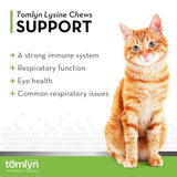 Tomlyn Lysine bouchées poisson aromatisées, goût apprécié par le chat.