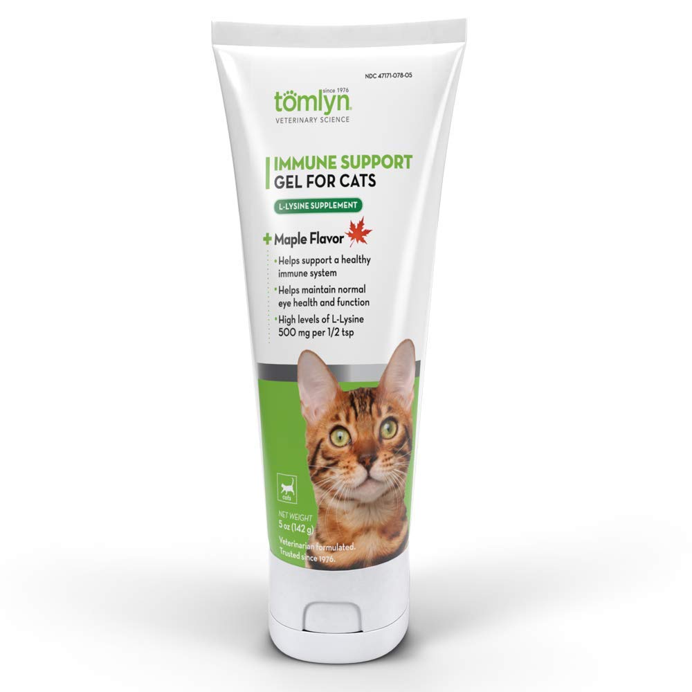 Tomlyn Lysine Gel pour chats érable, soutien immunitaire quotidien.