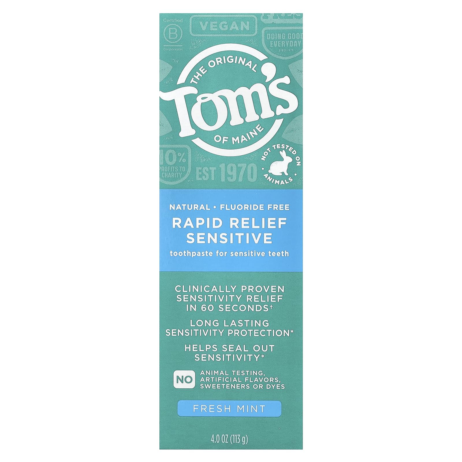 Ingrédients naturels Tom's of Maine: arginine et carbonate de calcium.