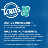 Tom's of Maine Wicked Fresh, tube recyclable affichant un drapeau bleu pour le recyclage.