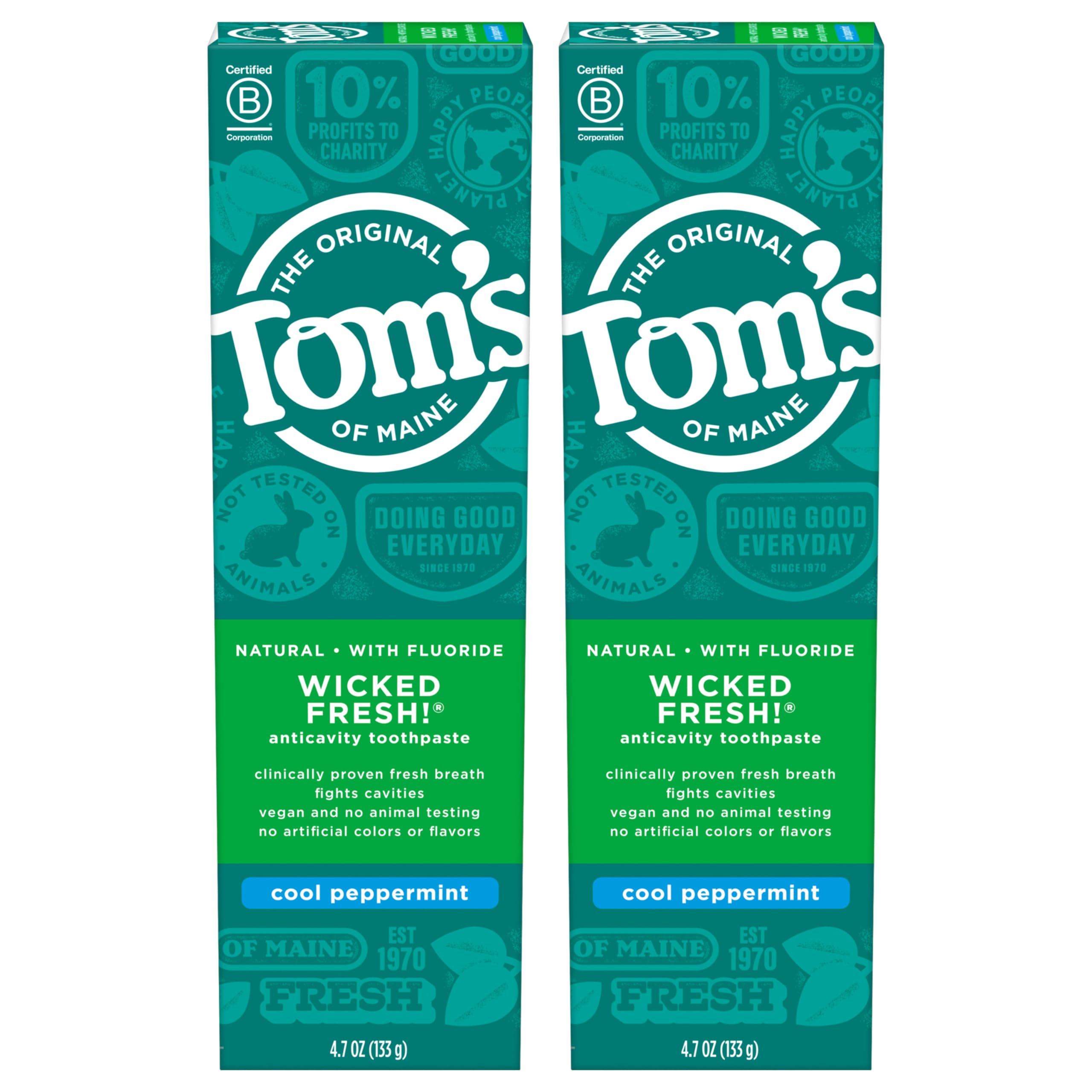 Tom's of Maine Wicked Fresh, emballage du tube recyclable, pratique et respectueux de l'environnement.
