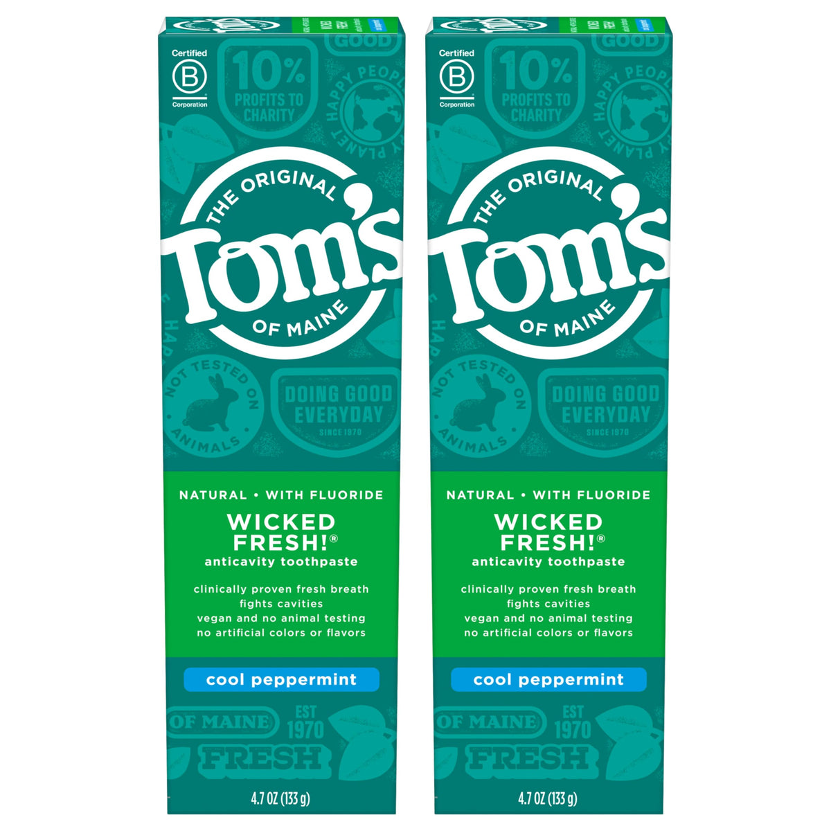 Tom's of Maine Wicked Fresh, emballage du tube recyclable, pratique et respectueux de l'environnement.