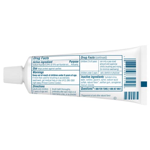 Tom's of Maine dentifrice anticavite menthe 3 oz idéal en déplacement