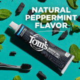 Tom's of Maine dentifrice charbon actif menthe, brosse à dents prête pour un rinçage frais.