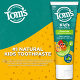 Tom's of Maine dentifrice enfant Orange Mango, tube ouvert prêt au brossage des dents.