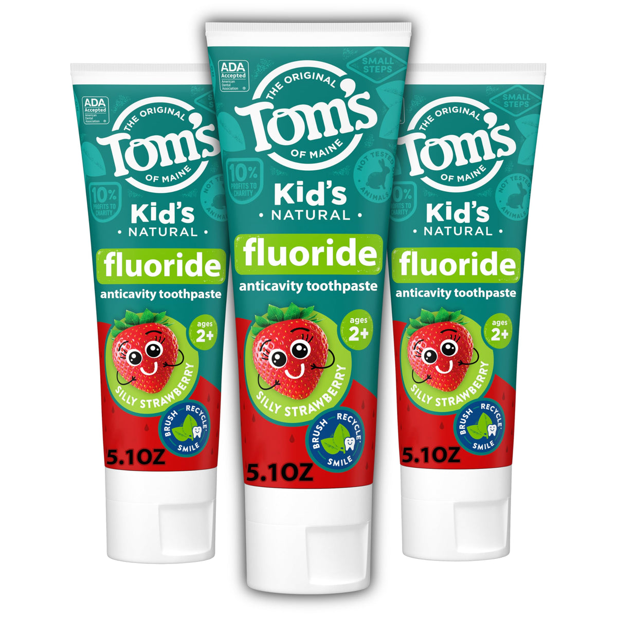 Tom's of Maine dentifrice enfants fluorure saveur Fraise Silly, ensemble de trois tubes.
