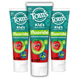 Tom's of Maine dentifrice enfants fluorure saveur Fraise Silly, ensemble de trois tubes.