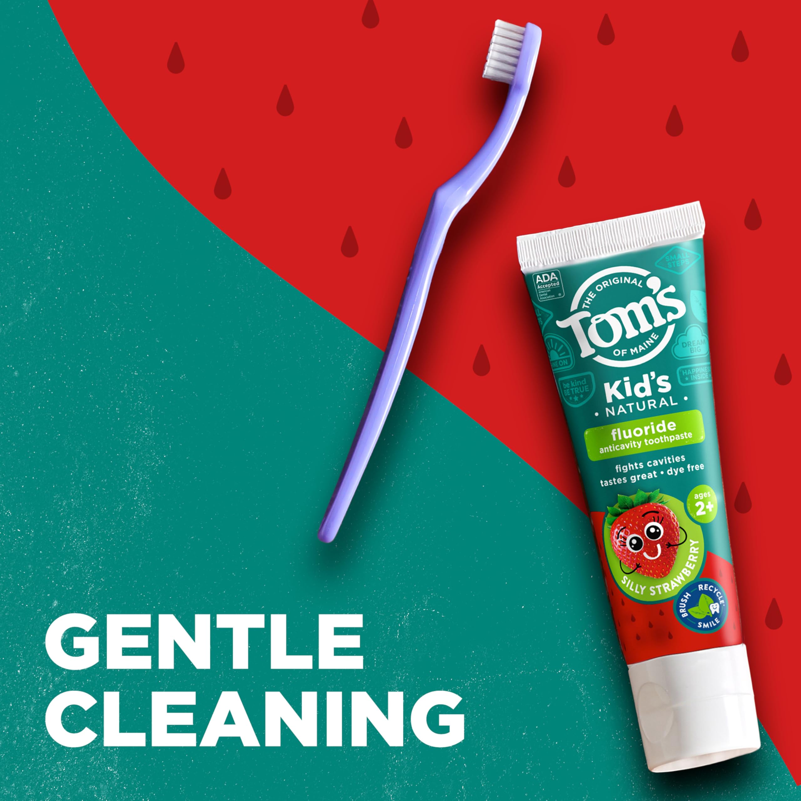 Tom's of Maine goût Fraise Silly apprécié par les enfants pour le brossage.