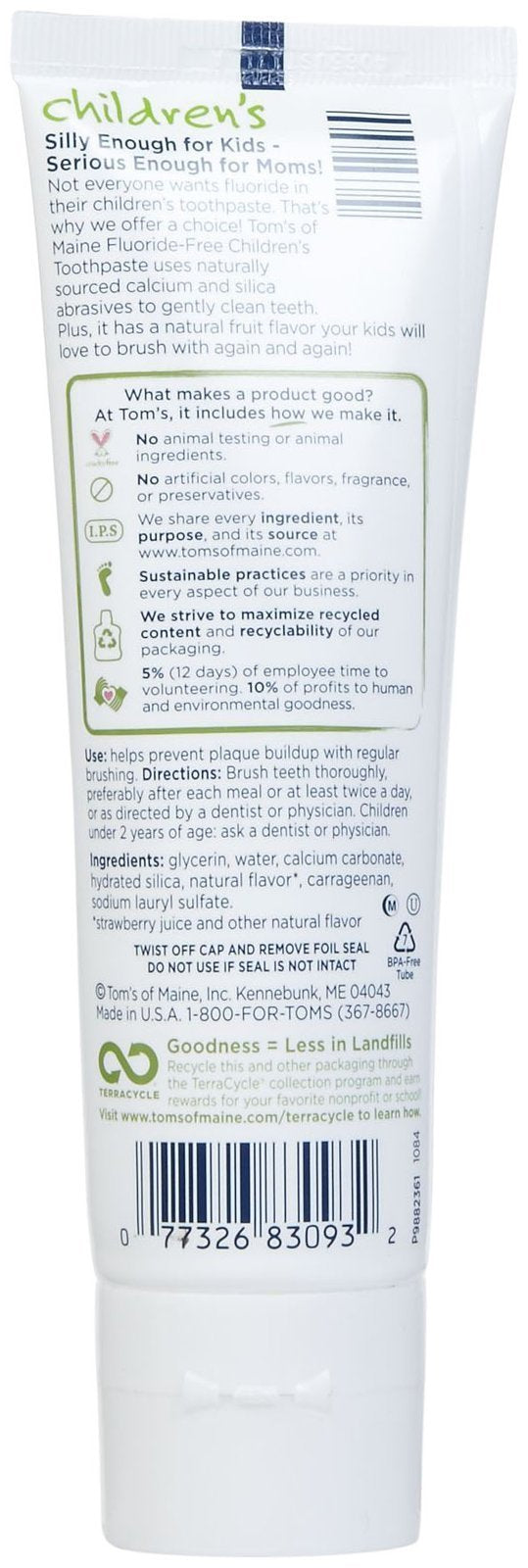 Tom's of Maine dentifrice enfant Silly Strawberry — emballage attrayant