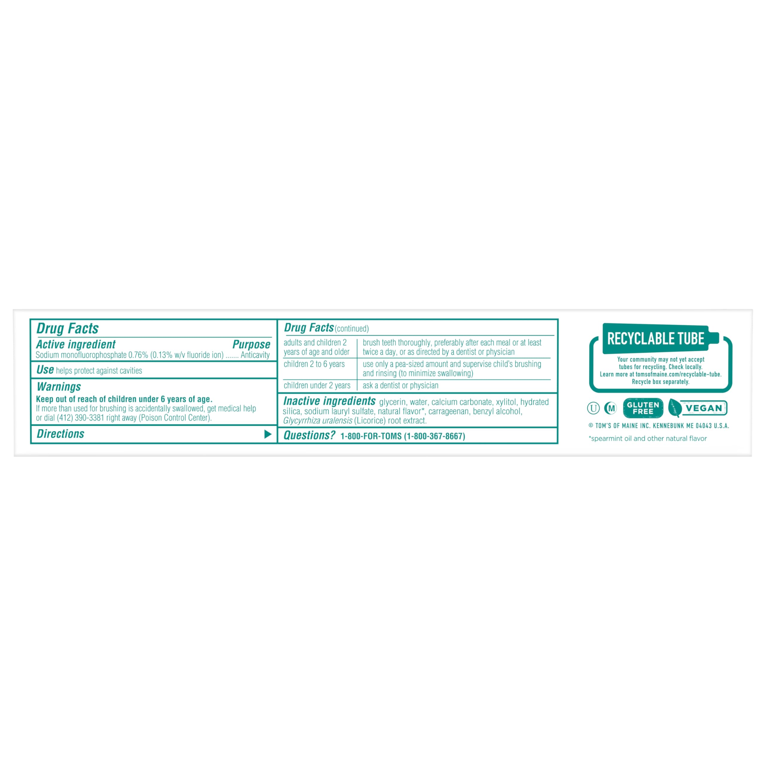 Dentifrice fluoré Tom's of Maine: peut aider à protéger l’émail après brossage.
