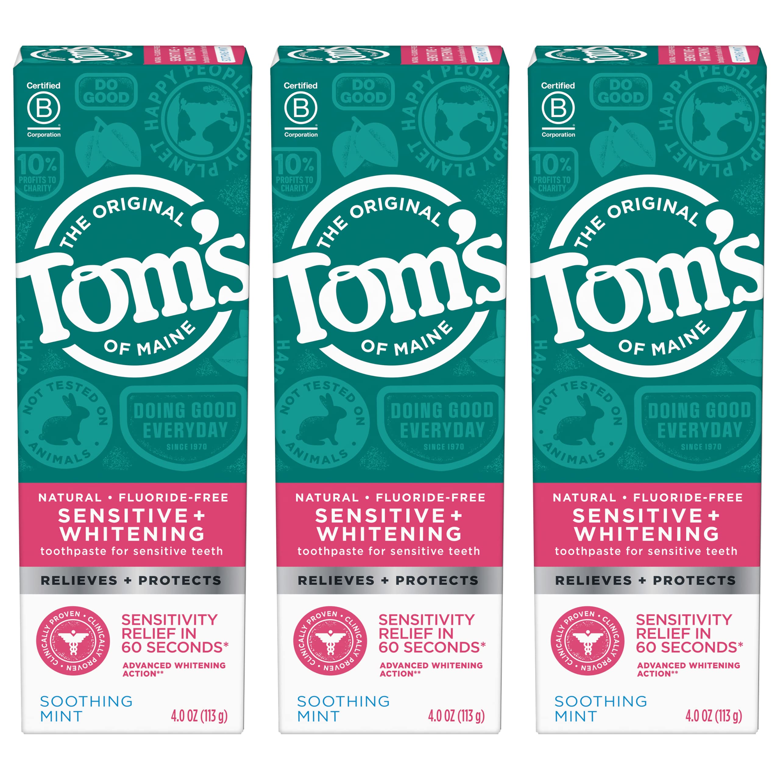 Tom’s of Maine Sensitive + Whitening, dentifrice menthe apaisante en tube 4 oz.