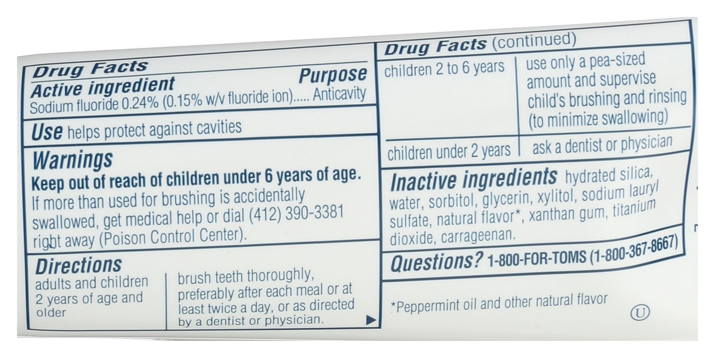 Tom's of Maine dentifrice voyage Menthe Fraîche, emballage compact, routine quotidienne.