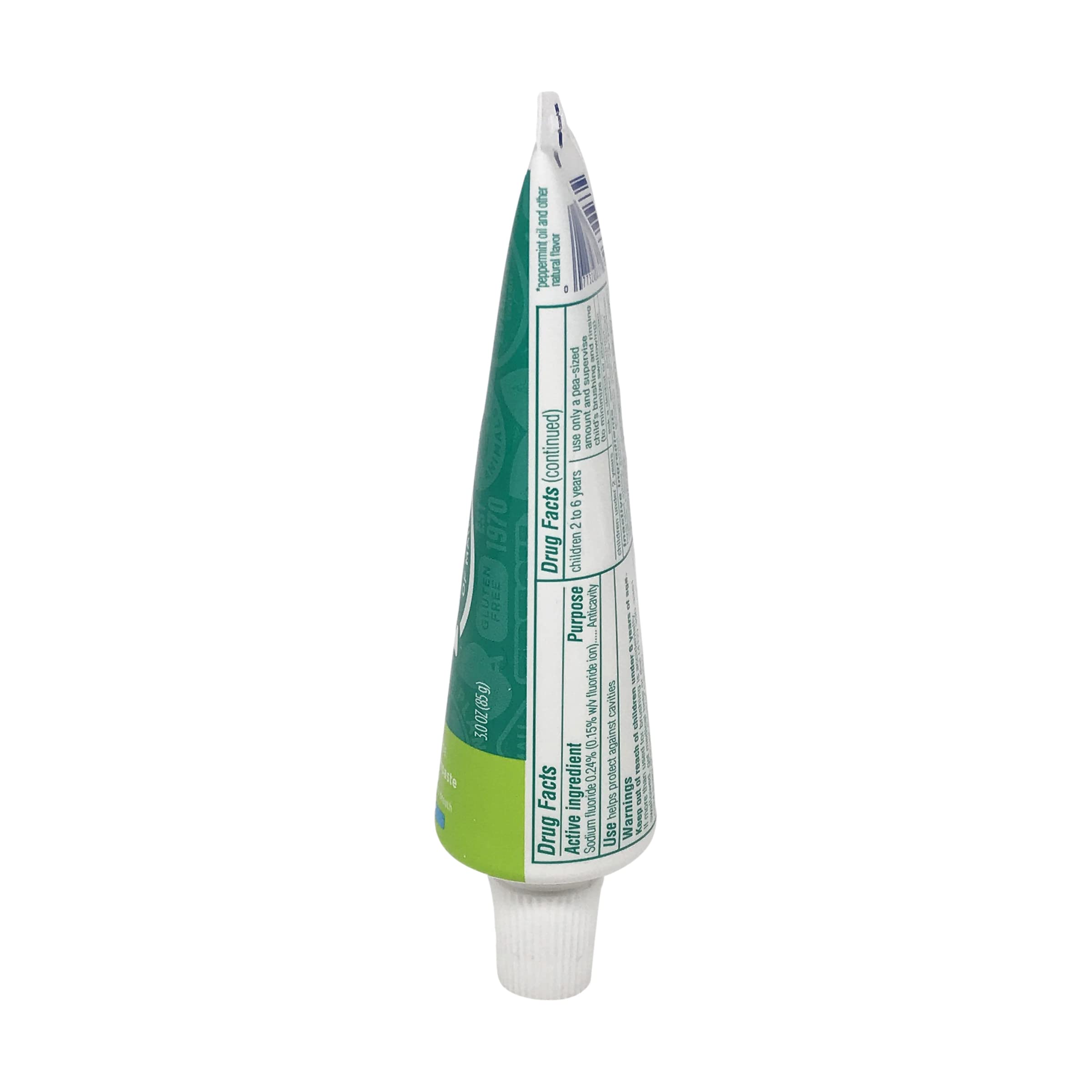 Tom's of Maine dentifrice voyage, ingrédients naturels pour une sensation de propreté durable.