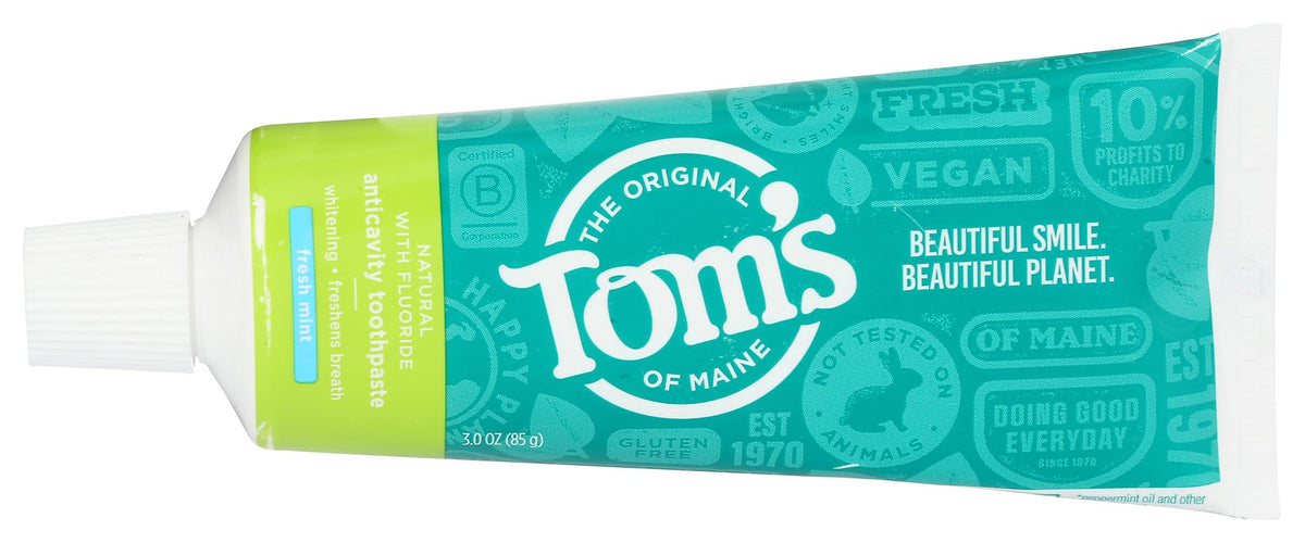 Tom's of Maine Dentifrice Voyage Menthe Fraîche, tube 3 oz, hygiène naturelle.