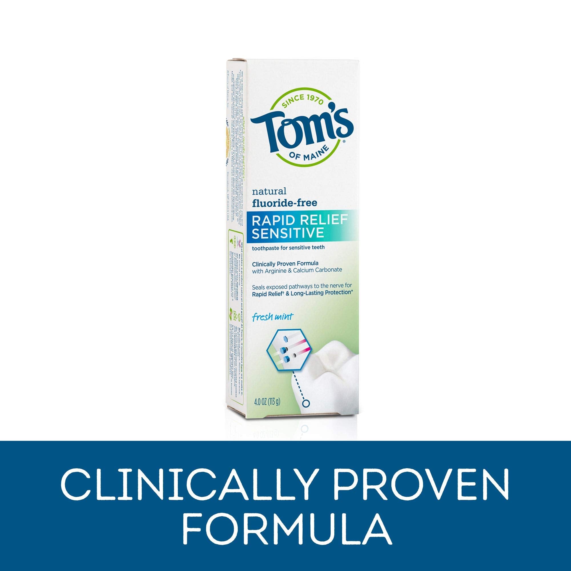 Ingrédients naturels Tom's of Maine arginine calcium pour dents sensibles.