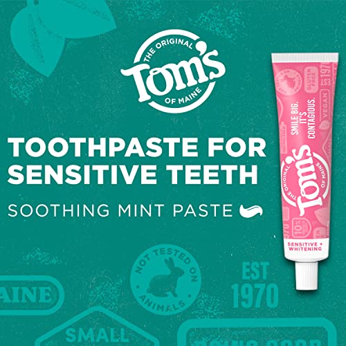 Lot de trois tubes Tom’s of Maine, dentifrice menthe apaisante pour usage quotidien.