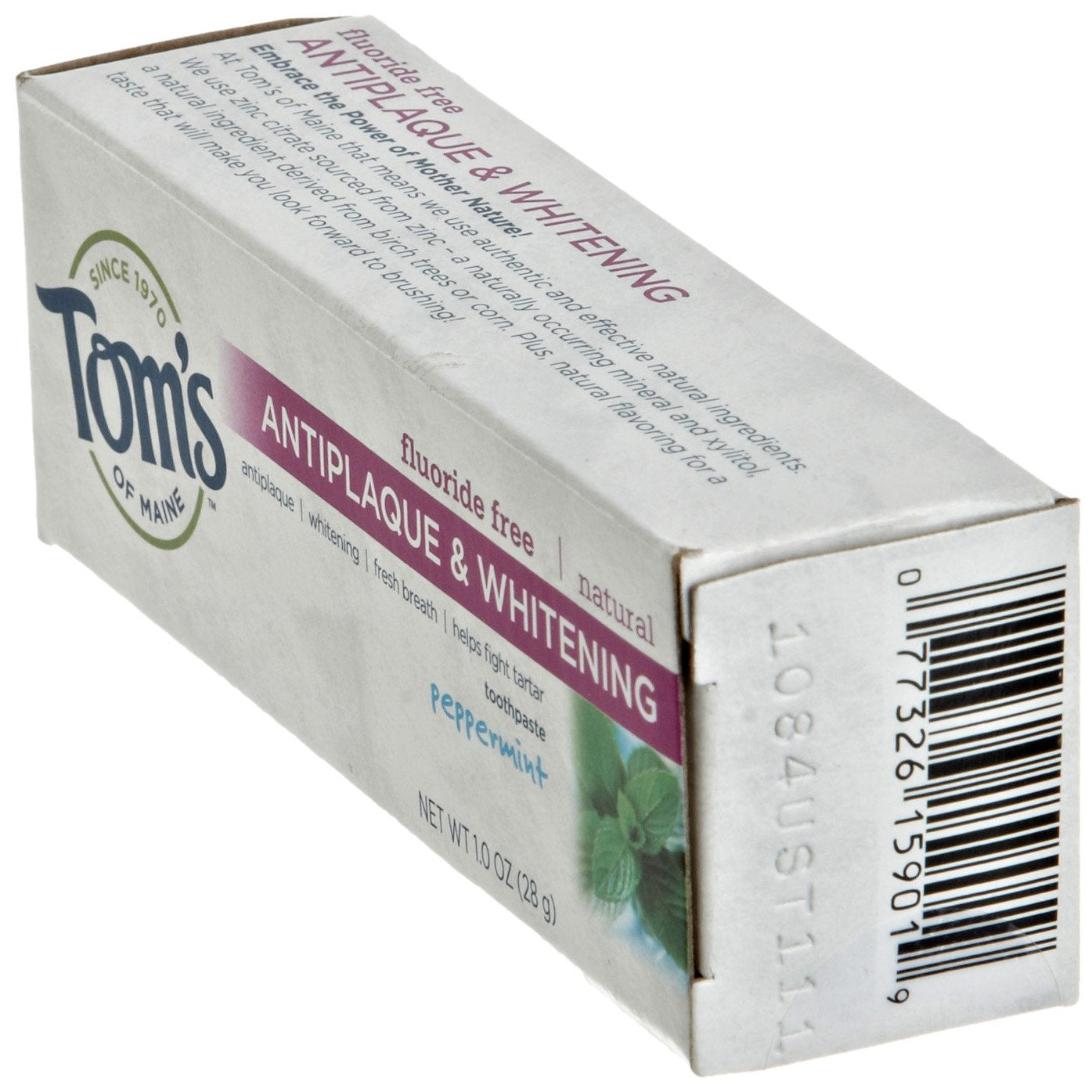 Tom's of Maine pâte antiplaque sans fluorure, ingrédients naturels et fraîcheur quotidienne