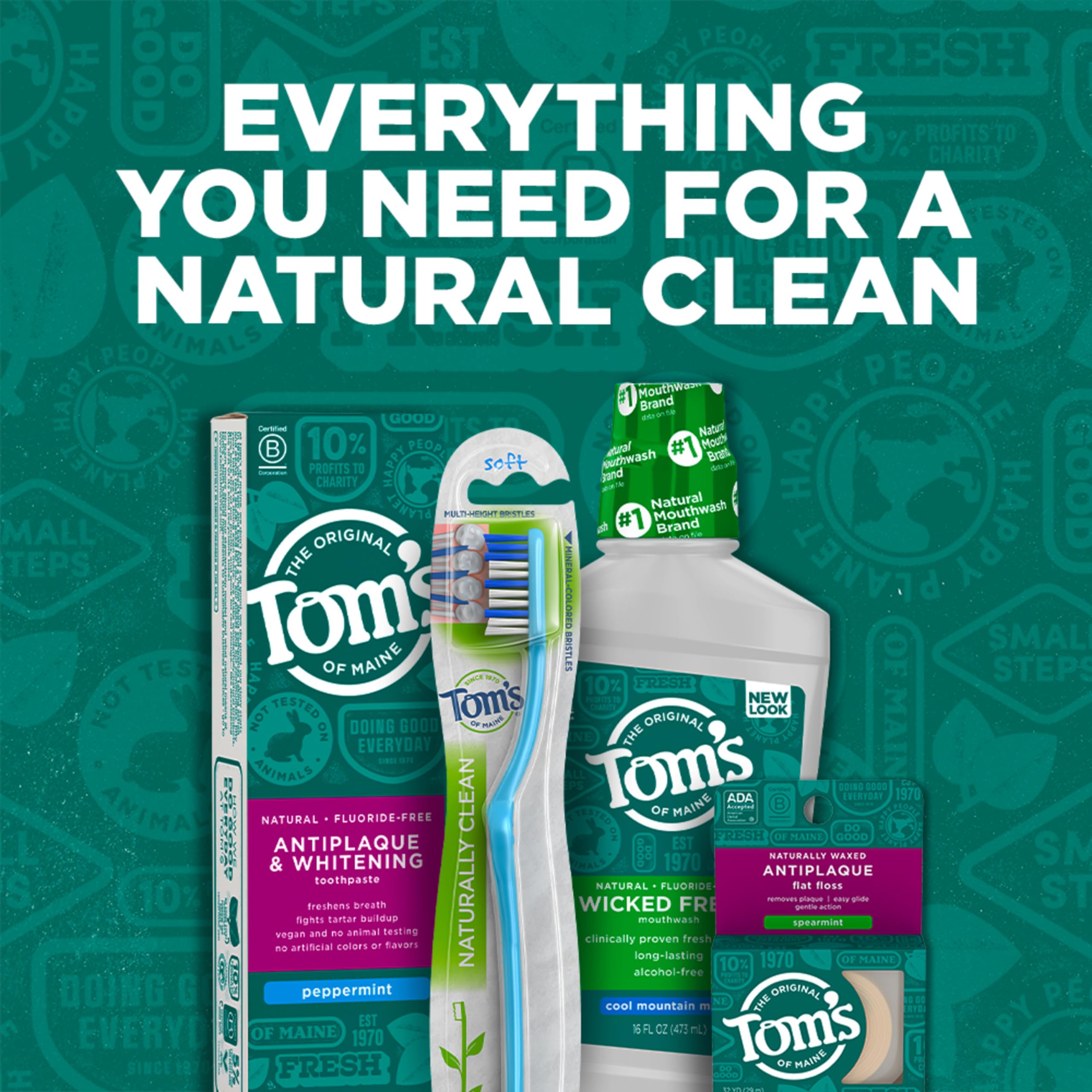 Tom's of Maine rince-bouche menthe, usage quotidien, bouteille pratique