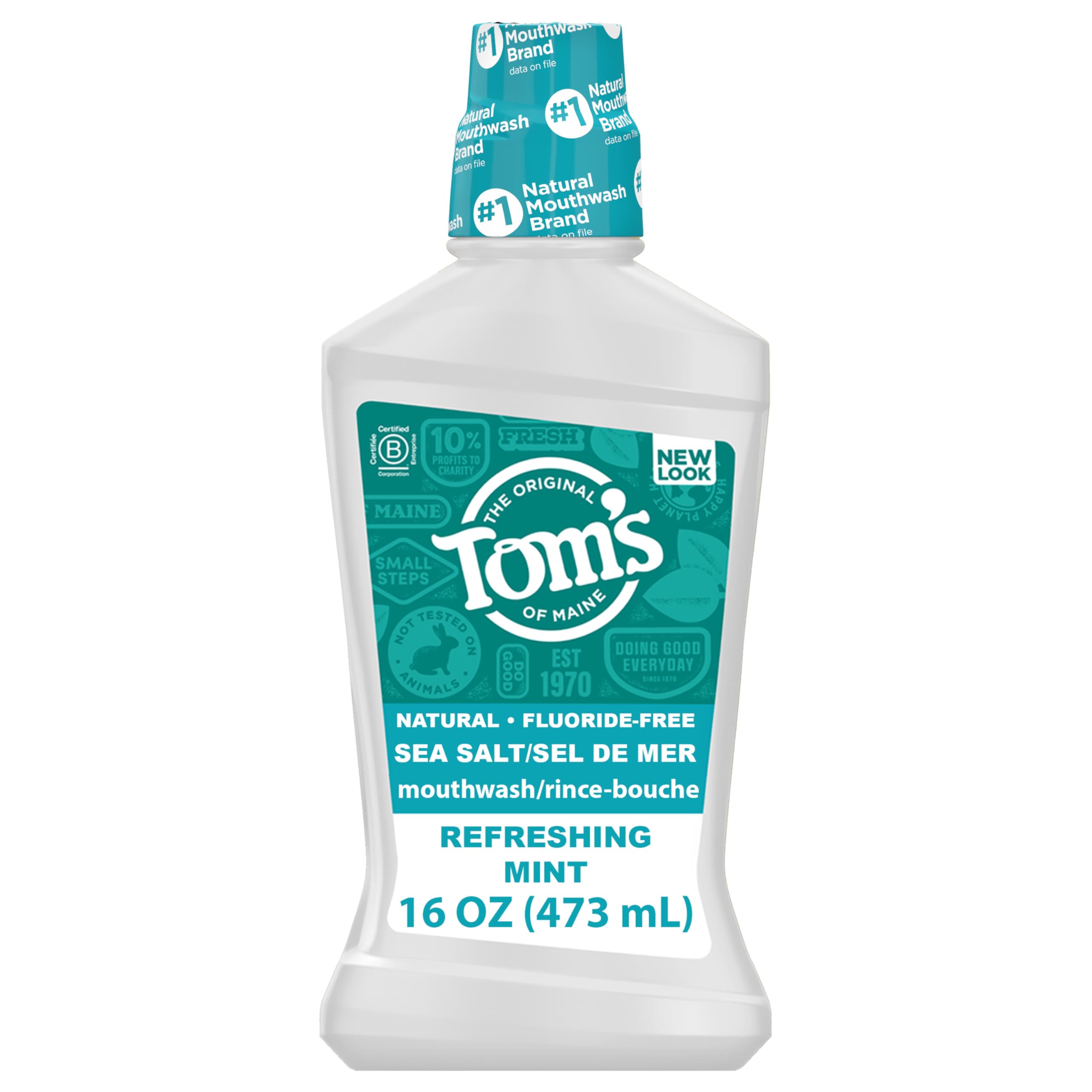Tom's of Maine rince-bouche sel de mer, bouteille menthe, fraîcheur naturelle