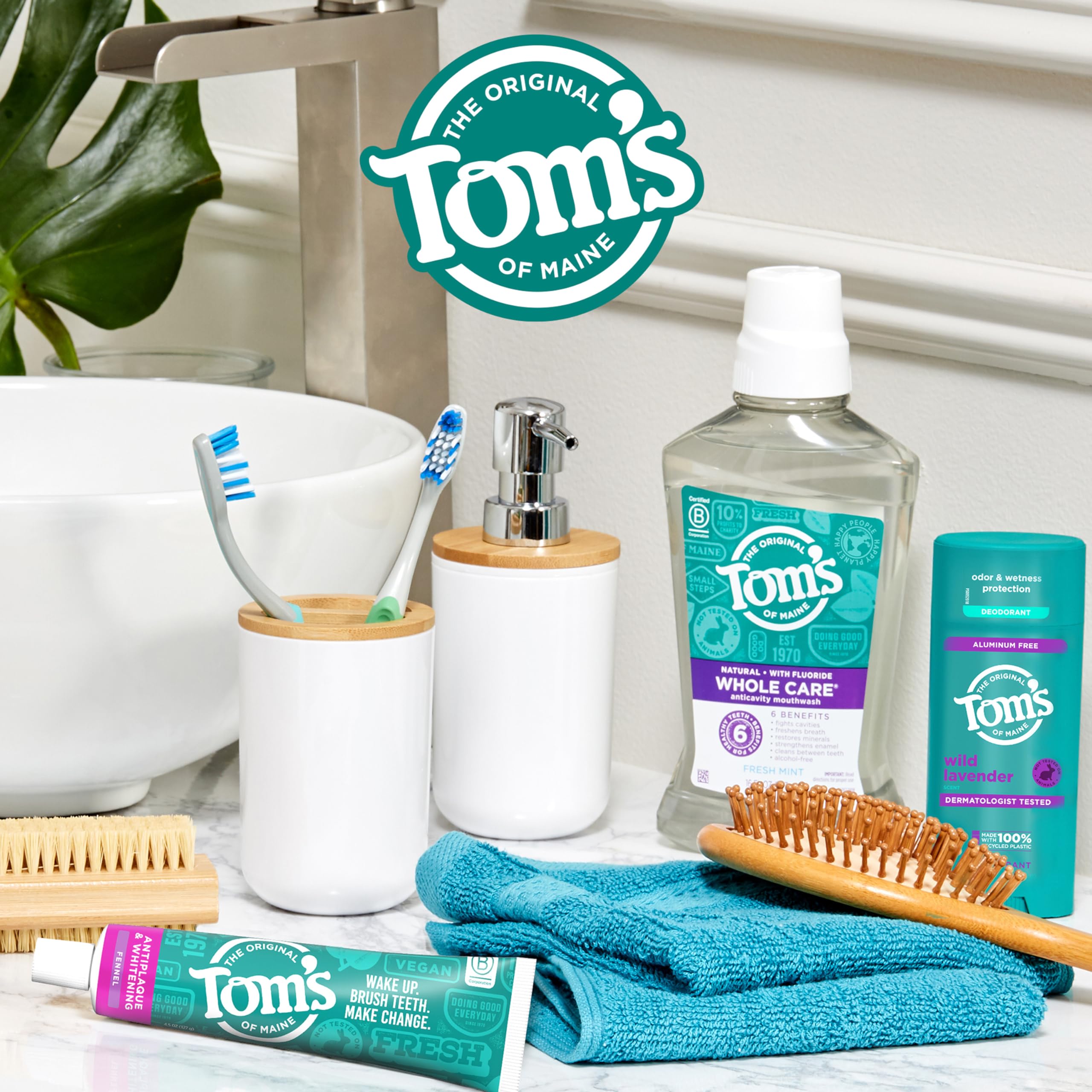 Tom’s of Maine étiquette naturel – ingrédient d’origine naturelle sans fluorure.