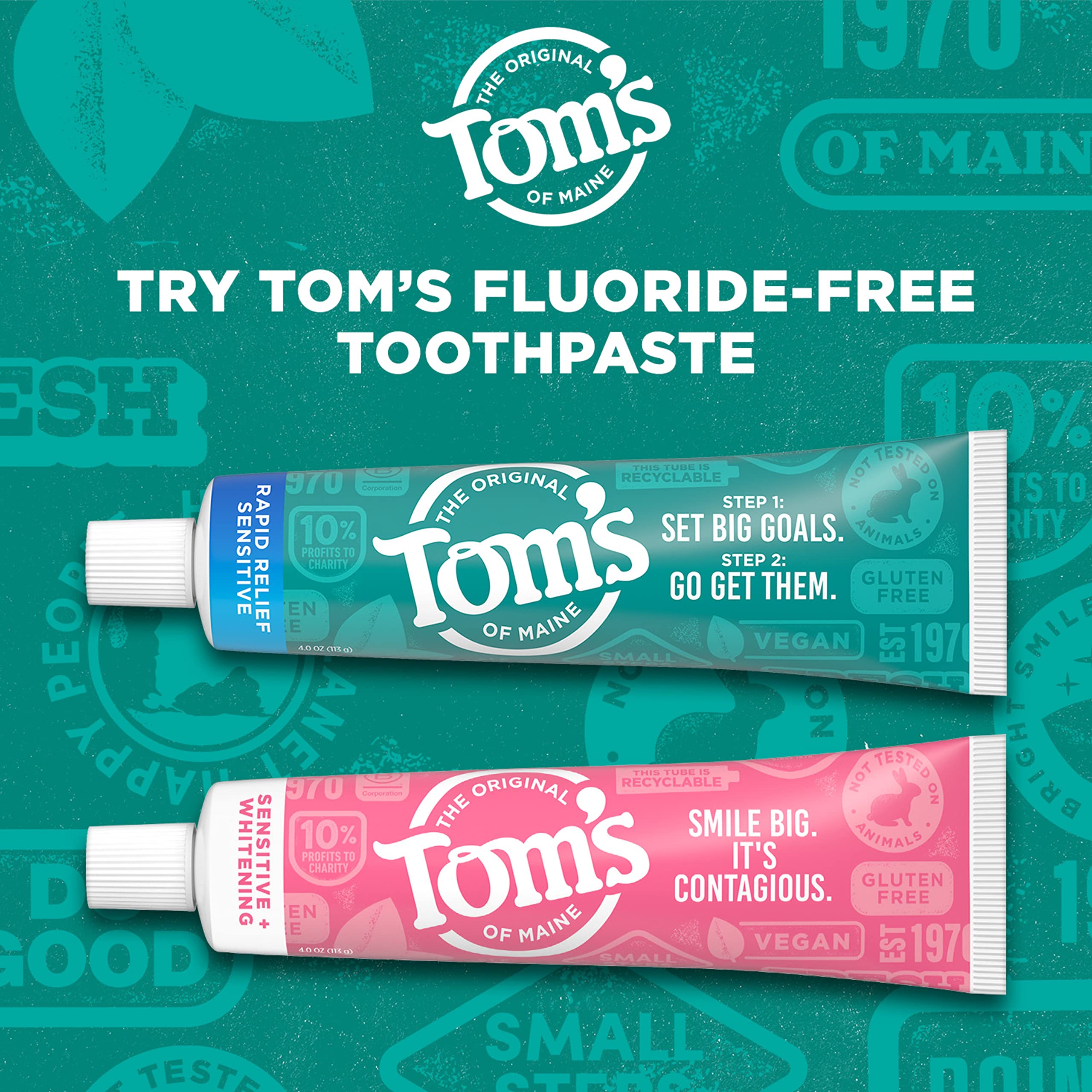 Tom’s of Maine promeut un sourire naturel et sain.