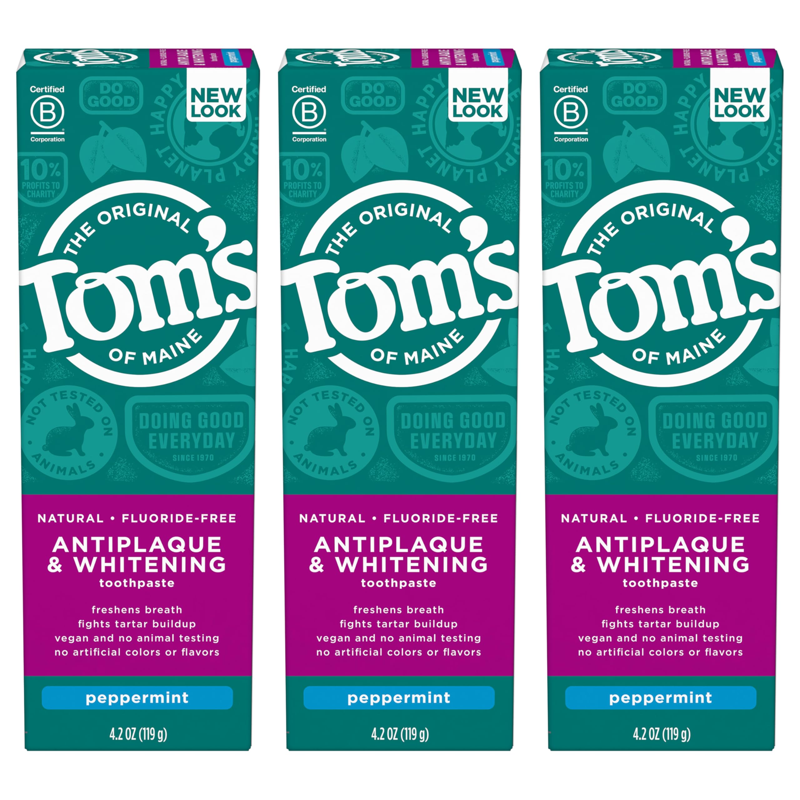 Tom's of Maine - tube antiplaque blanchissant menthe, sourire plus lumineux.