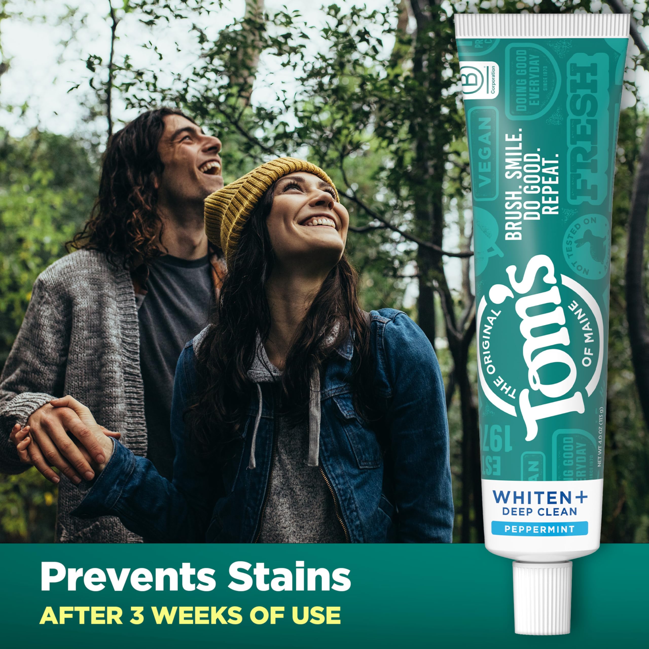 Tom's of Maine Whiten Plus Deep Clean blanchiment sans peroxyde.