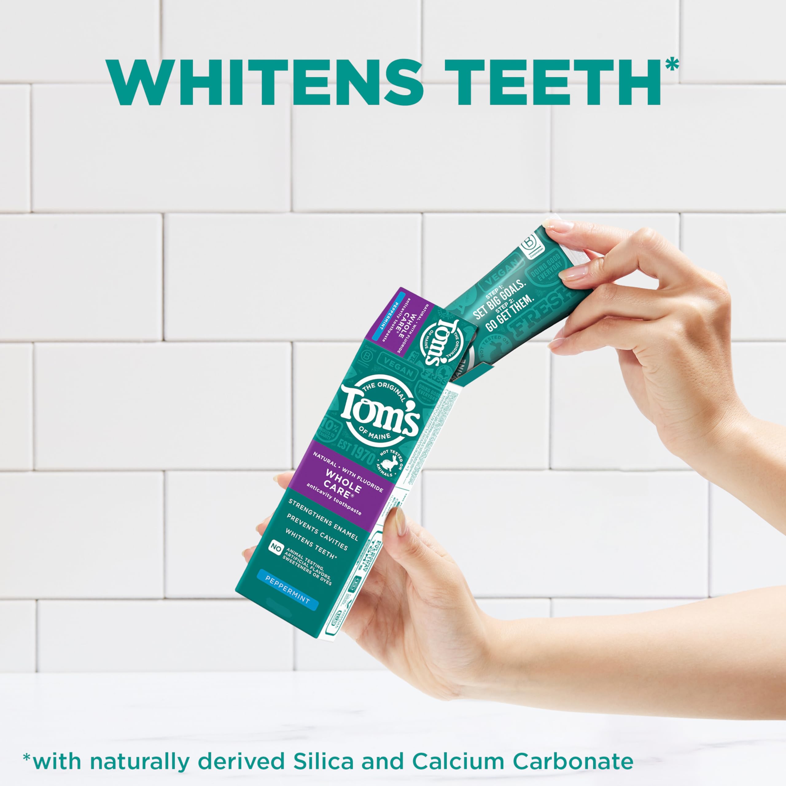 Blanchiment des taches avec Tom's of Maine Whole Care.