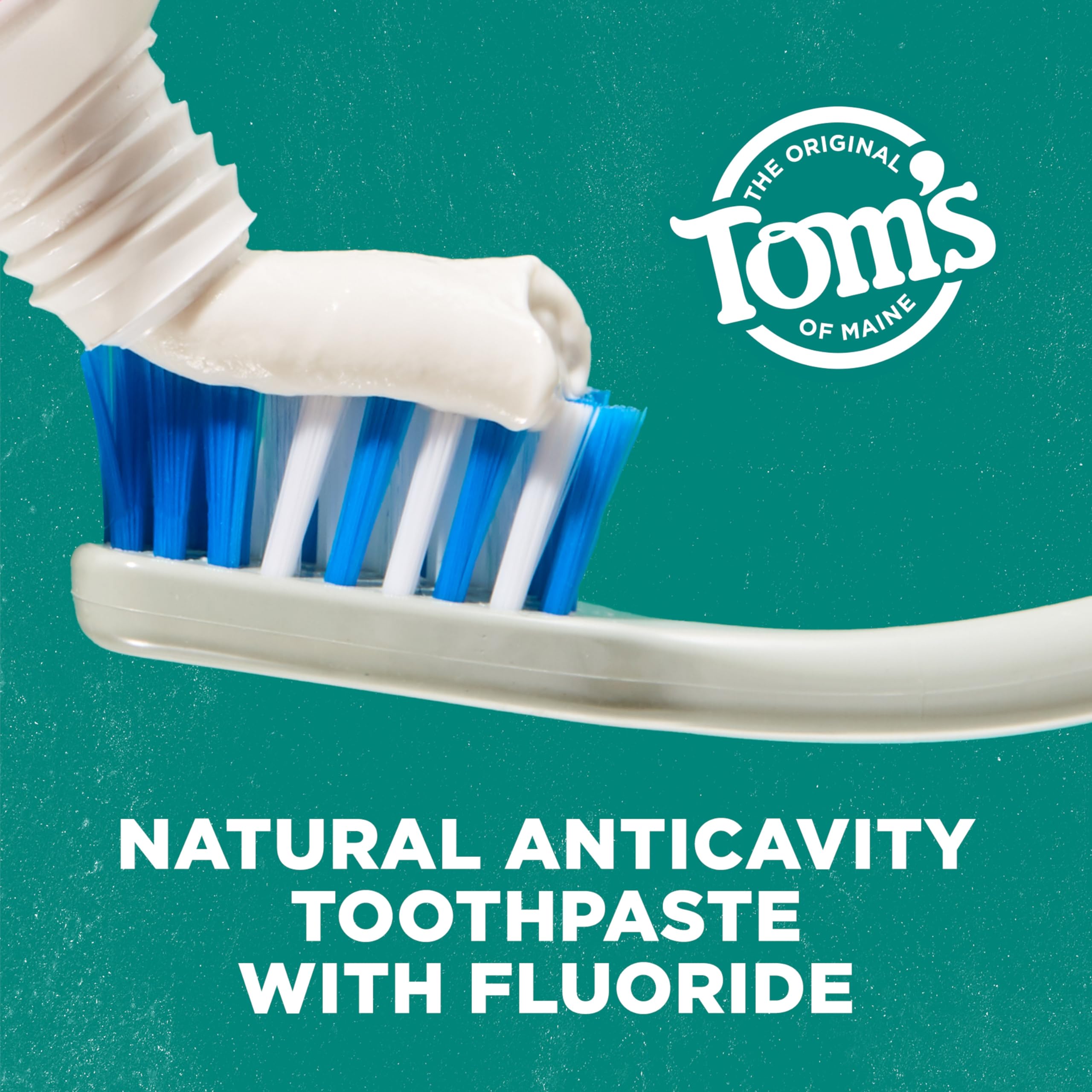 Emballage Tom's of Maine Whole Care bleu, tube recyclable.