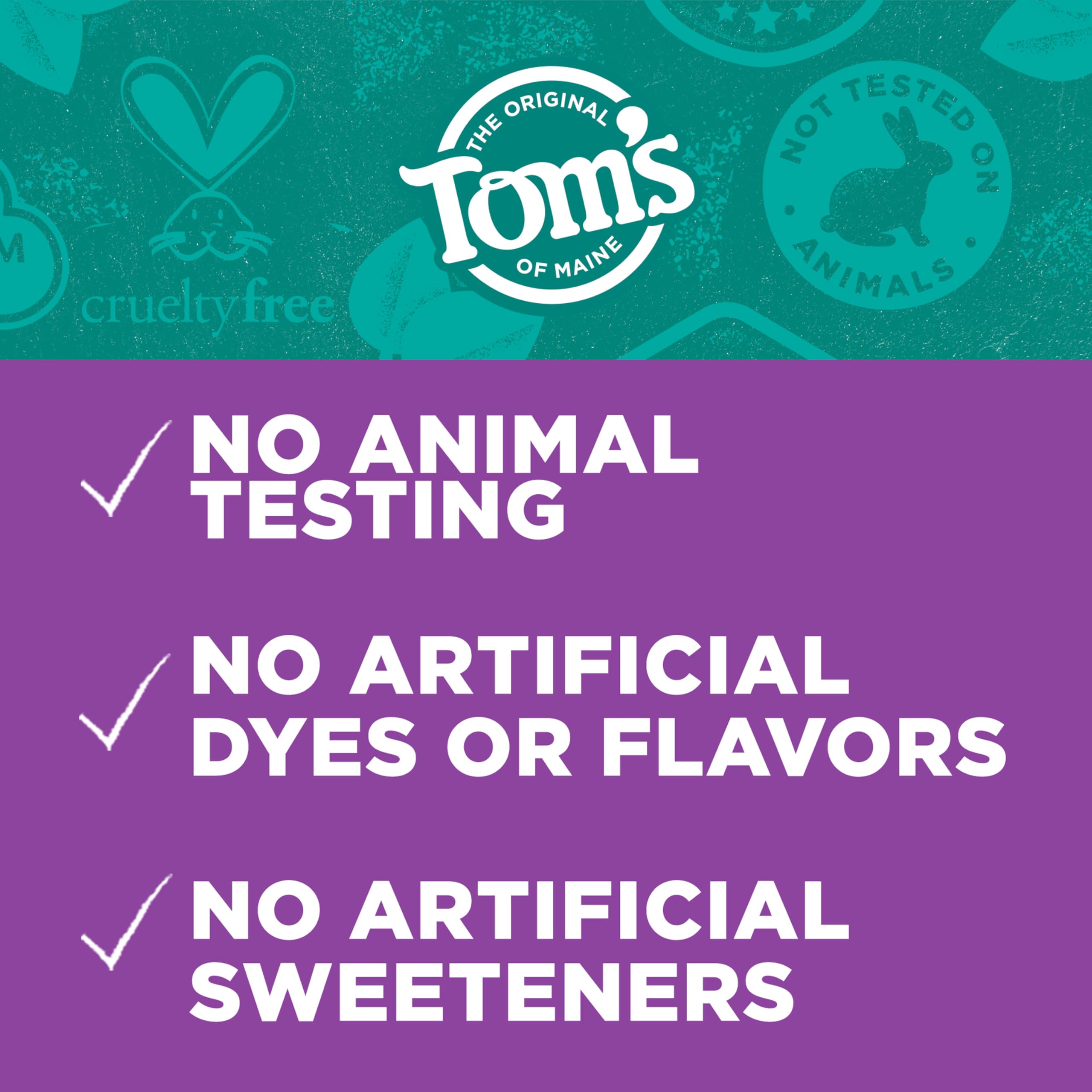 Ingrédients naturels Tom's of Maine Whole Care sans conservateurs artificiels.