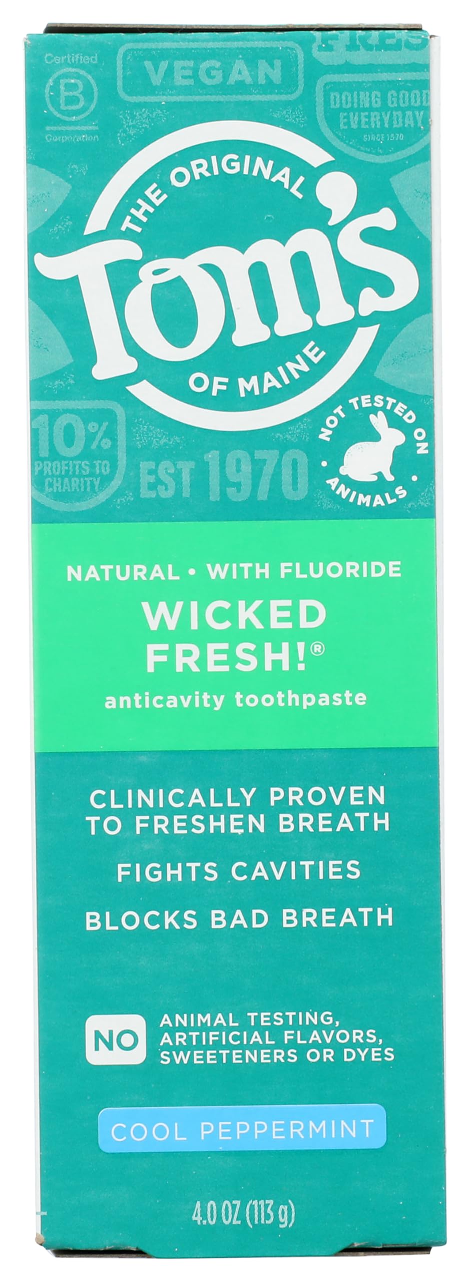 Tom's of Maine Wicked Fresh Menthe: tube dentifrice pour haleine fraîche durable.
