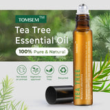 TOMSEM huile arbre à thé rouleau, application visage, peau plus nette et lumineuse.