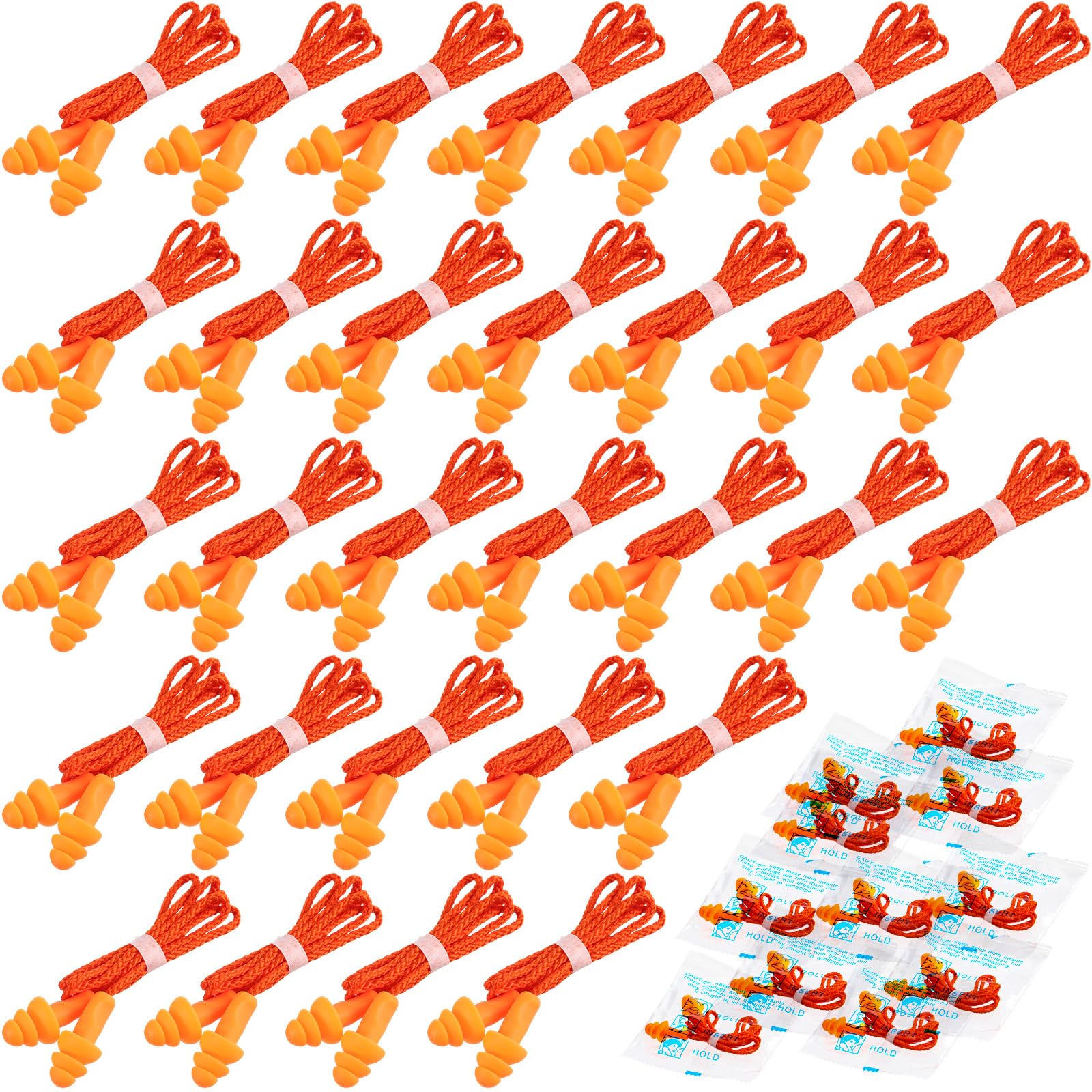 Bouchons d'oreille Tondiamo en silicone orange, vue avant, protection pratique.