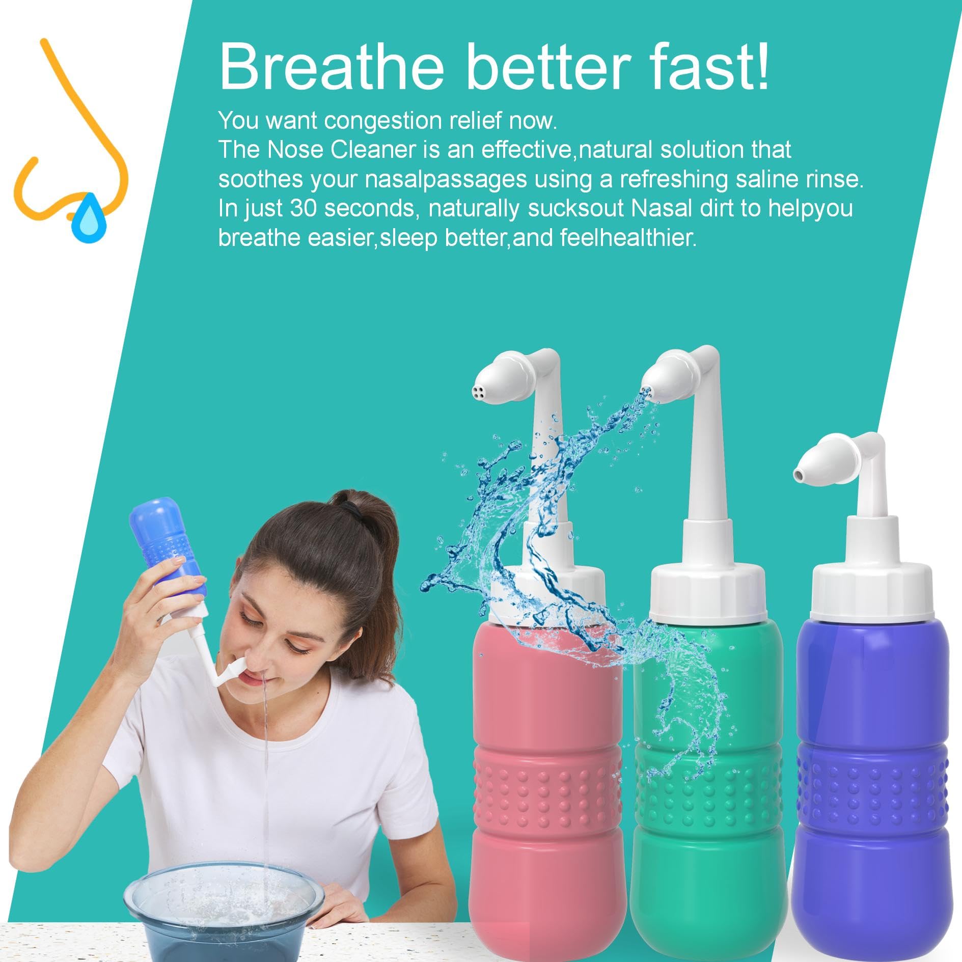 TONELIFE Embouts doux pour rinçage nasal vert pour précision et douceur.