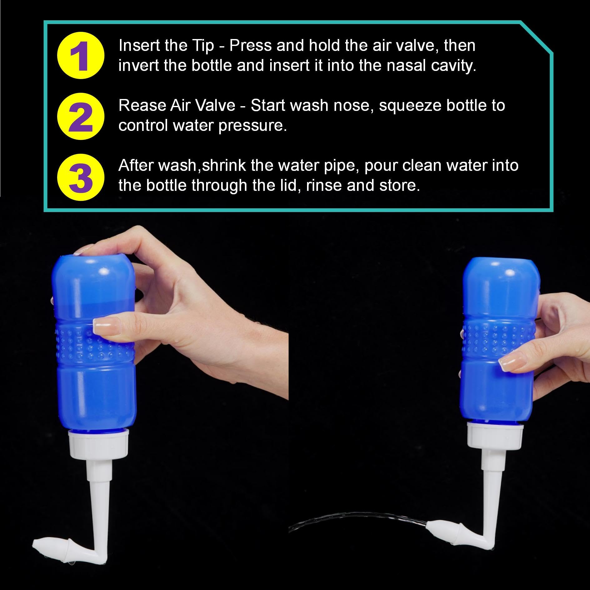 TONELIFE Kit rinçage sinus complet vert, prêt à l'emploi et pratique.