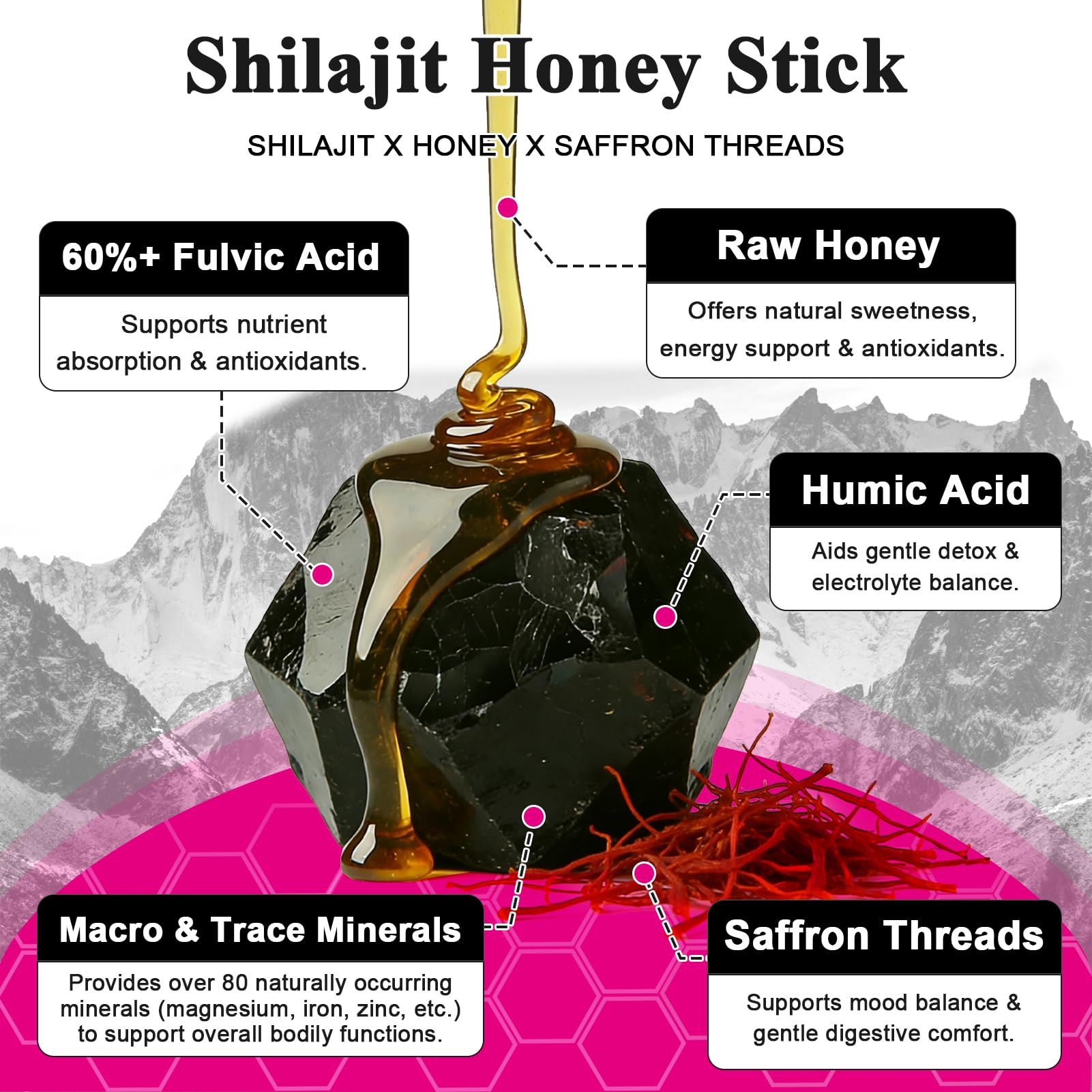 Stick de miel Shilajit TongueClash à emporter partout pour une pause gourmande