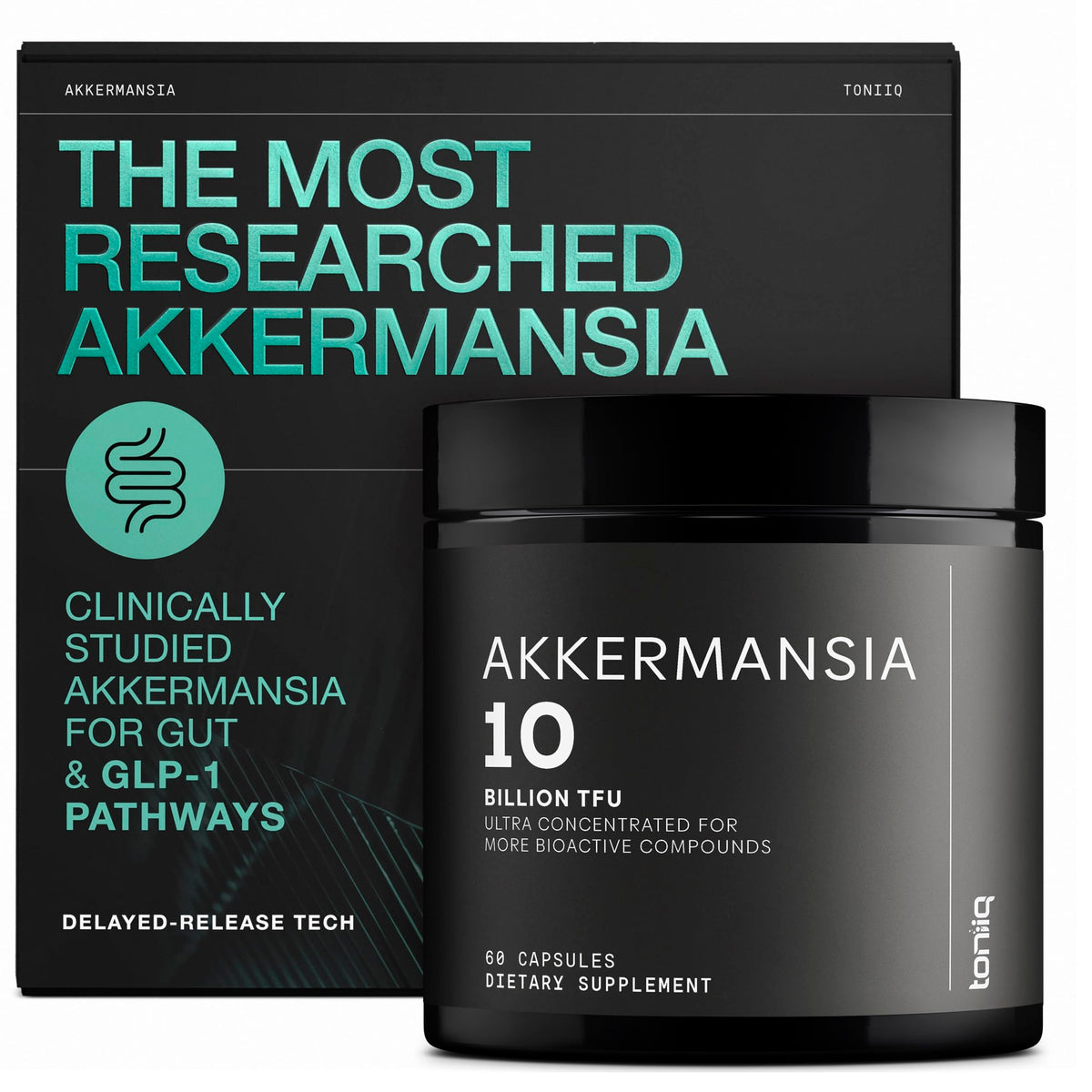 Toniiq Akkermansia Probiotic – flacon pratique pour soutenir la muqueuse intestinale et le métabolisme