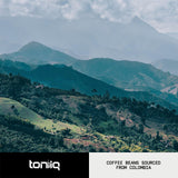 Toniiq Café Champignons grains colombiens pour un arôme riche.