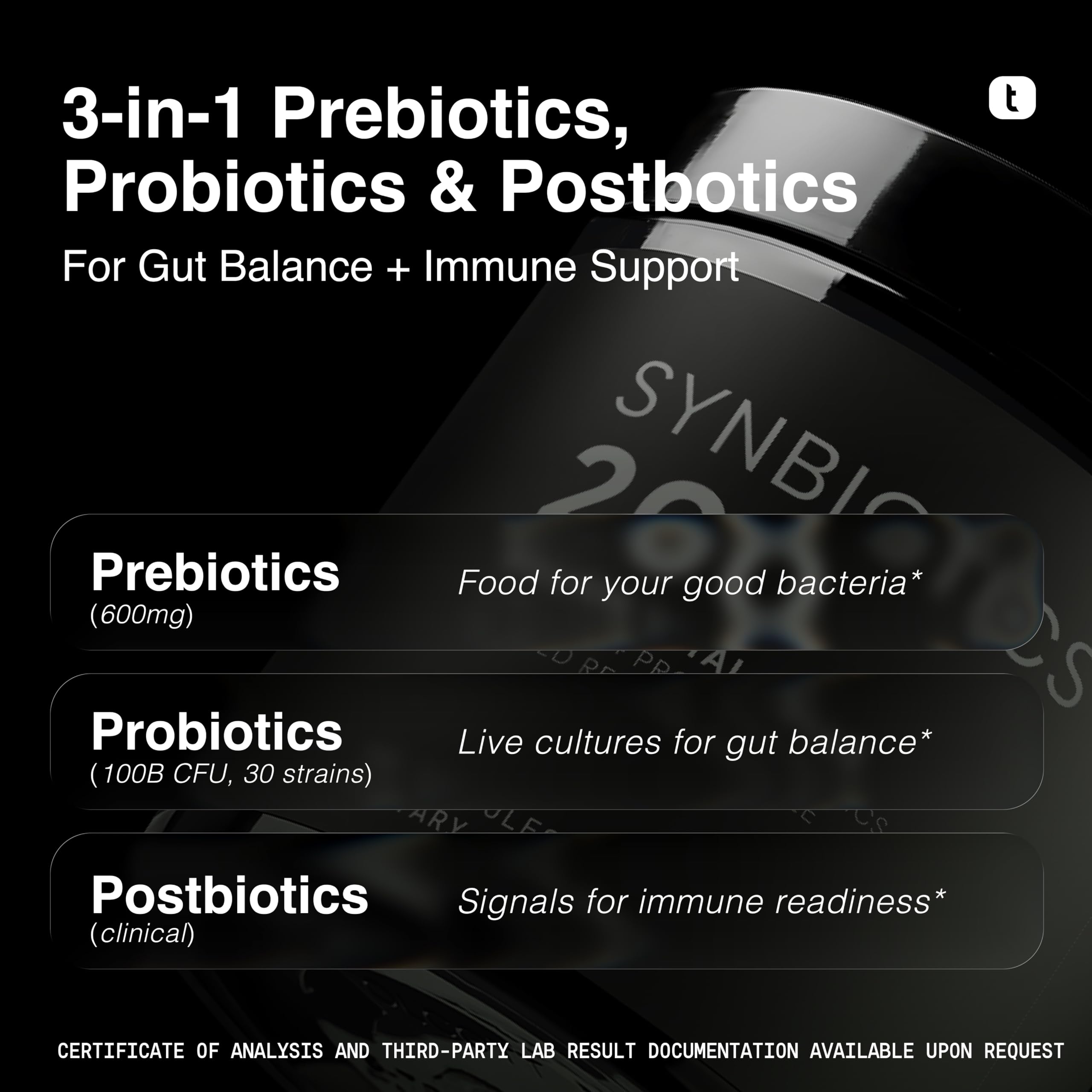 Toniiq capsules pré-pro-postbiotiques — facilité de prise quotidienne