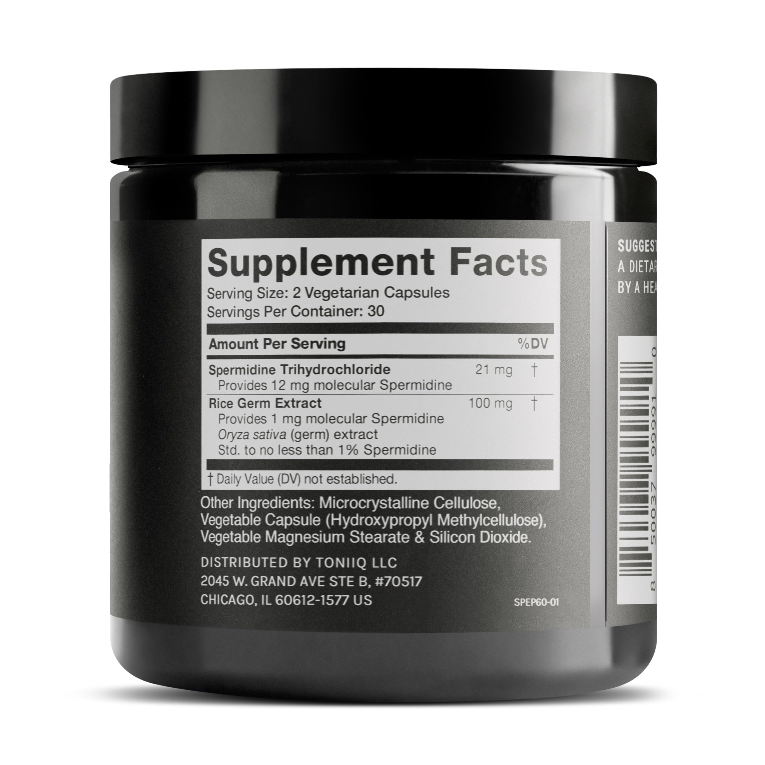 Toniiq Spermidine 22 mg – capsules trihydrochloride faciles à avaler