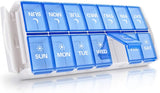 TookMag organisateur hebdomadaire bleu pour pilules, pratique et sûr.