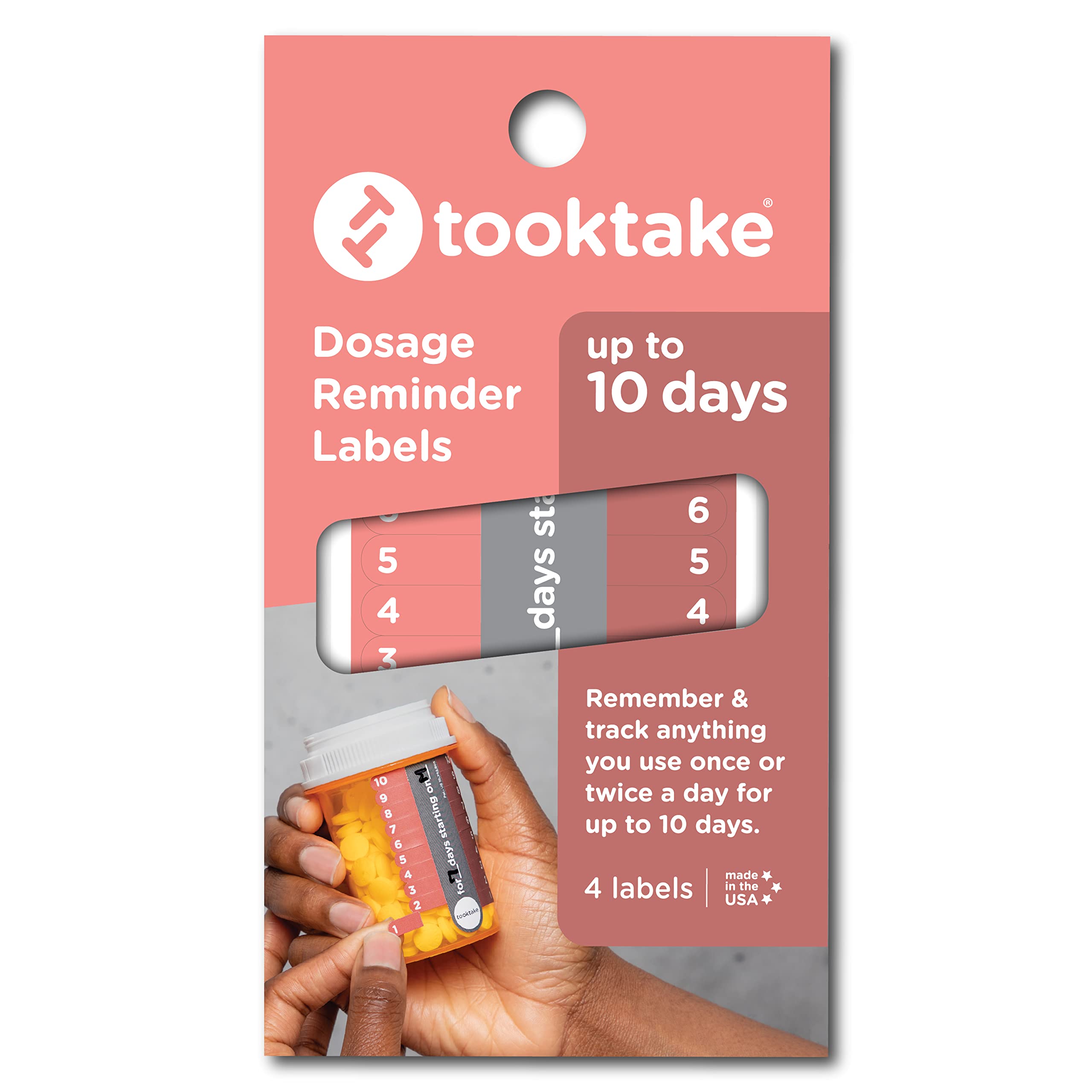 tooktake 10-jours: étiquettes pour pilules et vitamines, suivi simple des doses.