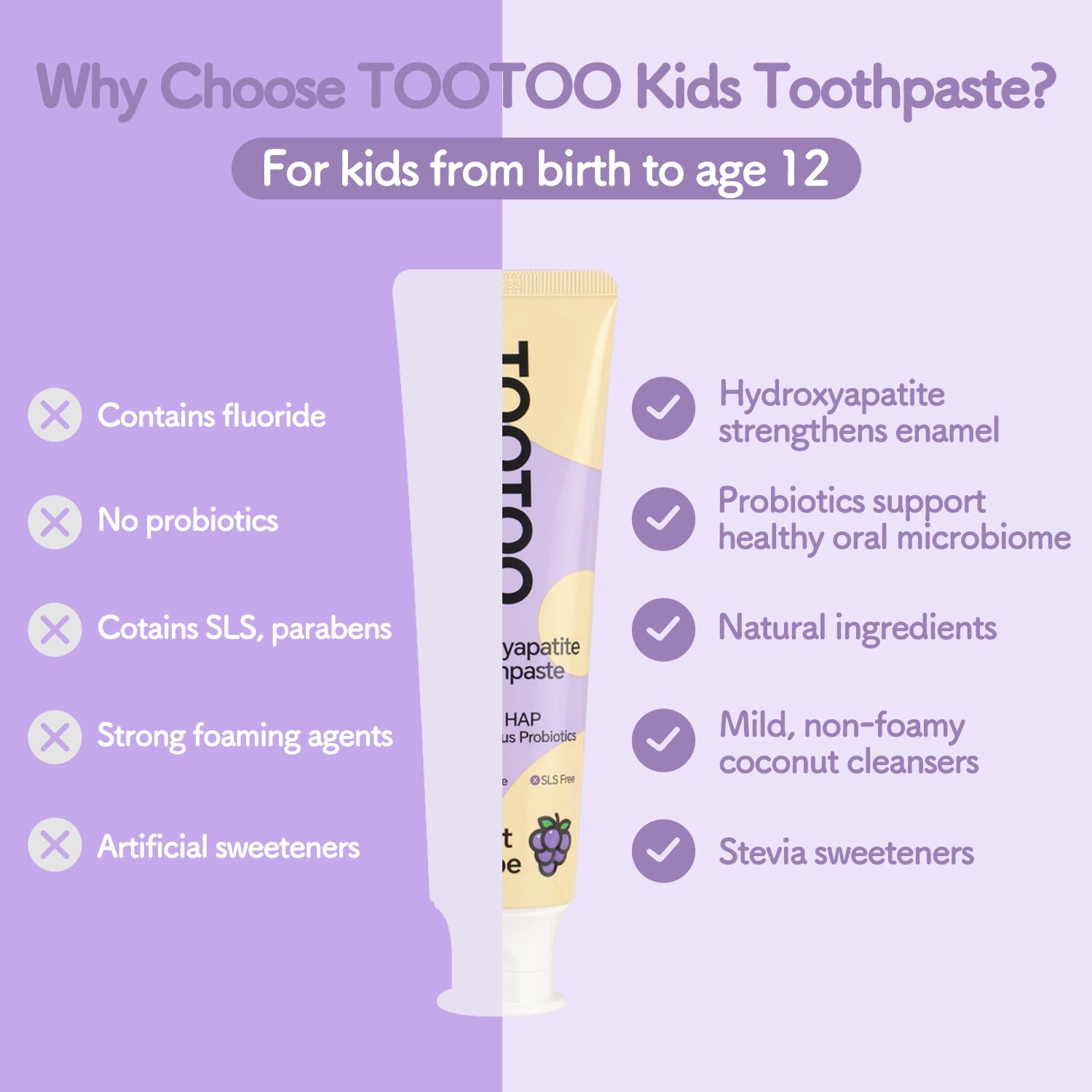 Tootoo dentifrice enfant probiotiques et xylitol équilibrant la bouche.