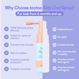 Tootoo Kids Oral Spray, ingrédients naturels mis en avant pour sécurité et simplicité.