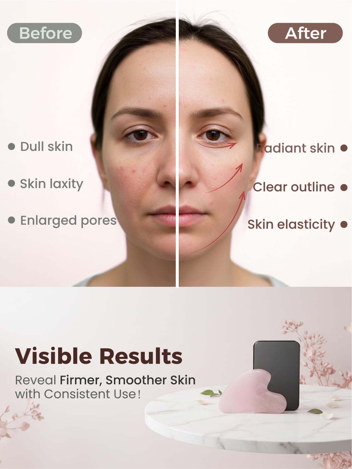 Tophld Gua Sha Matériau Premium: outil durable et facile à nettoyer.