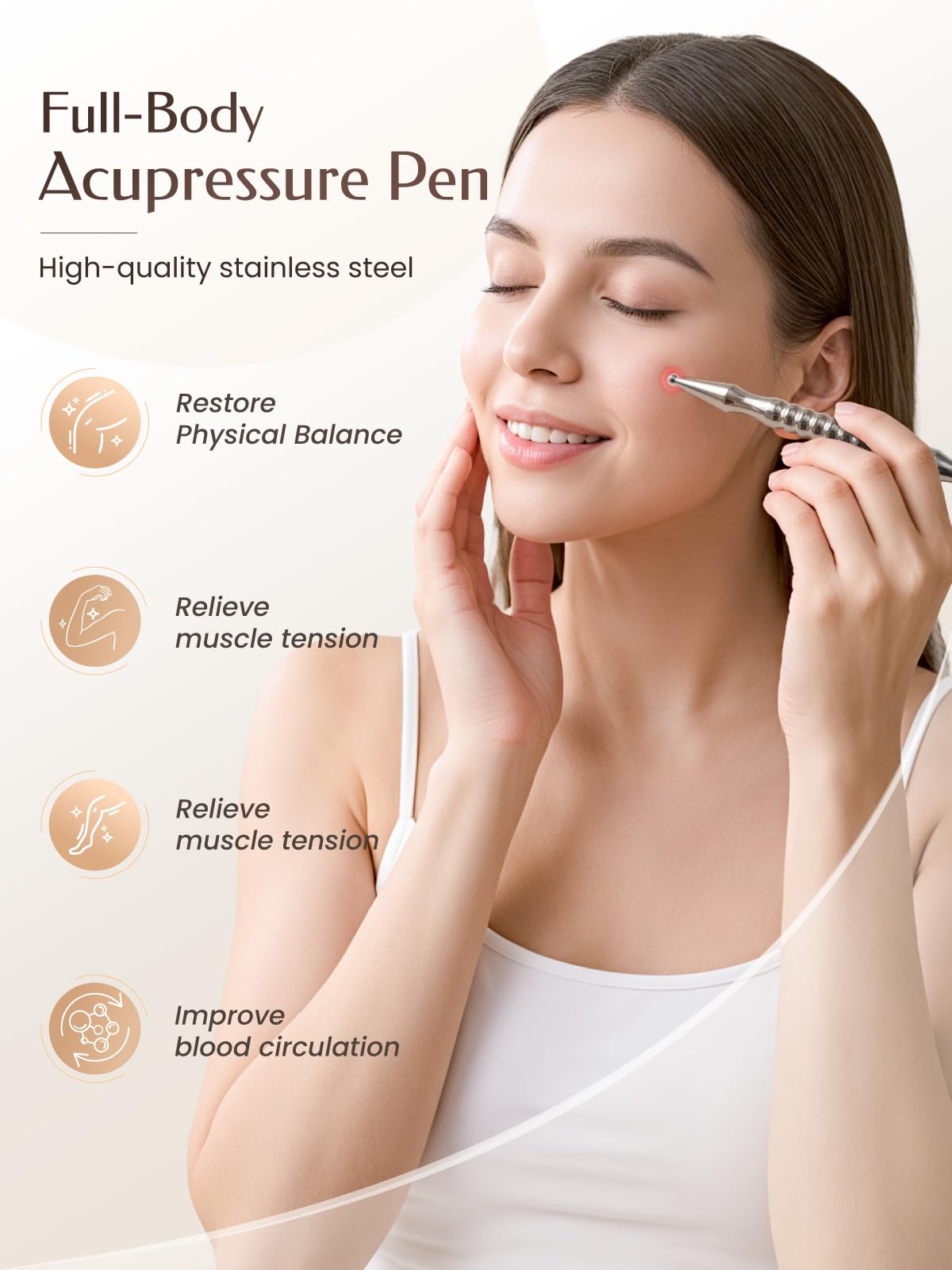 Tophld stylo acupression extrémités doubles pour différents points de massage.