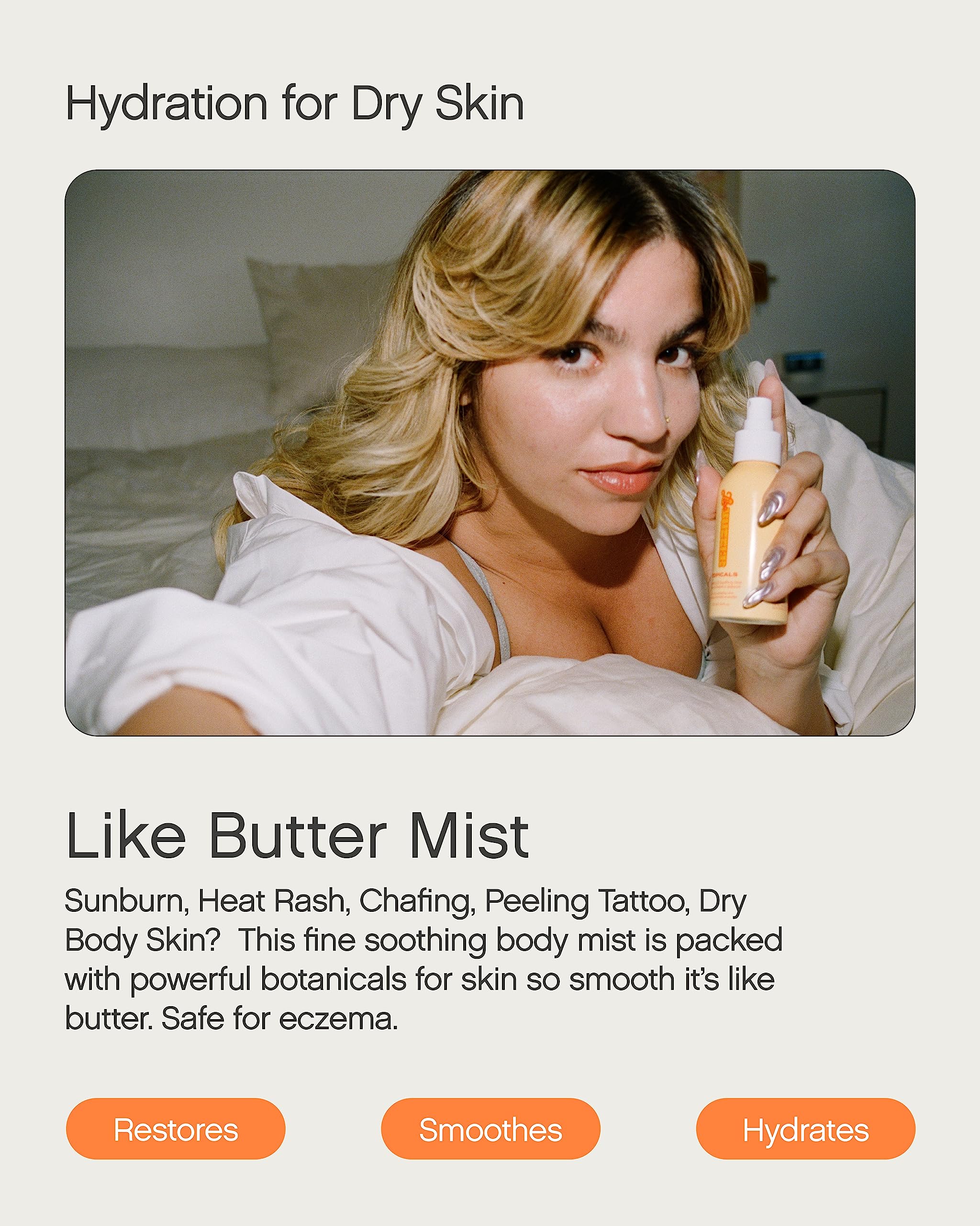 Spray de Topicals Like Butter Mist en action, application rapide sur la peau.