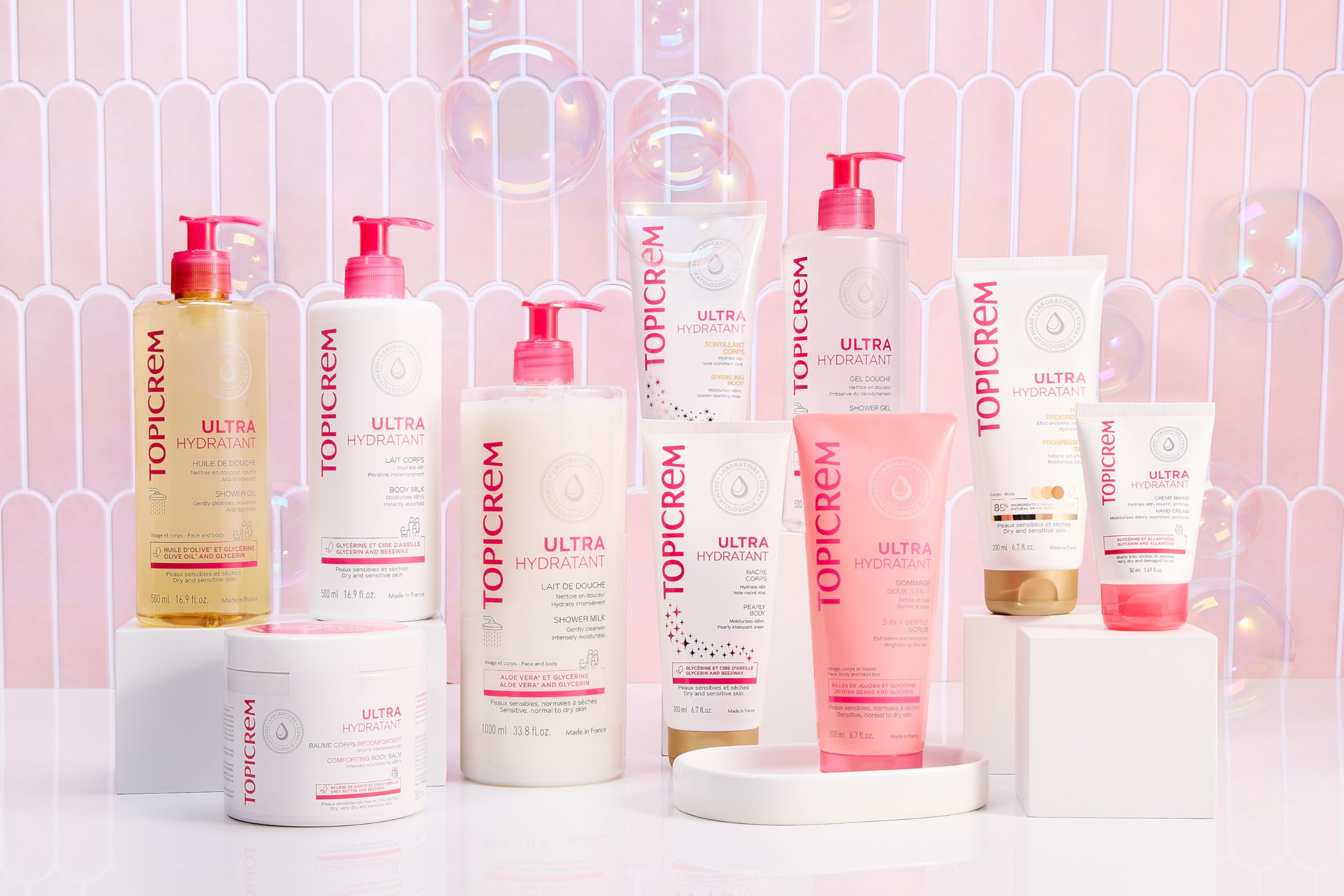 Topicrem Ultra-Hydratant Gel Douche dermato-sensible, formule non irritante pour toute la famille.